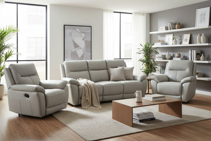 Manhattan 3+1+1 Reclining Sofa Suite Italian Putty Leather