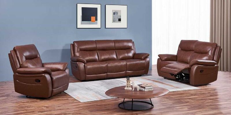 Product photograph of Manhattan 3 2 1 Reclining Sofa Suite Italian Tan Leather from Designer Sofas 4U