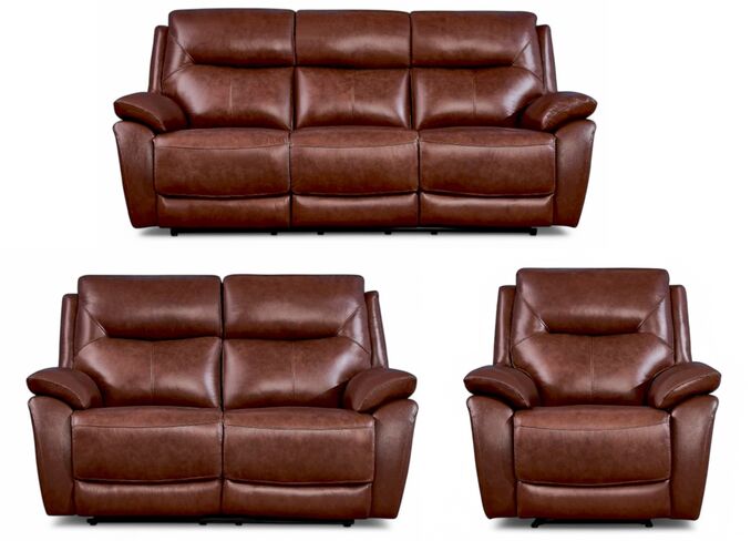 Manhattan 3+2+1 Reclining Sofa Suite Italian Tan Leather