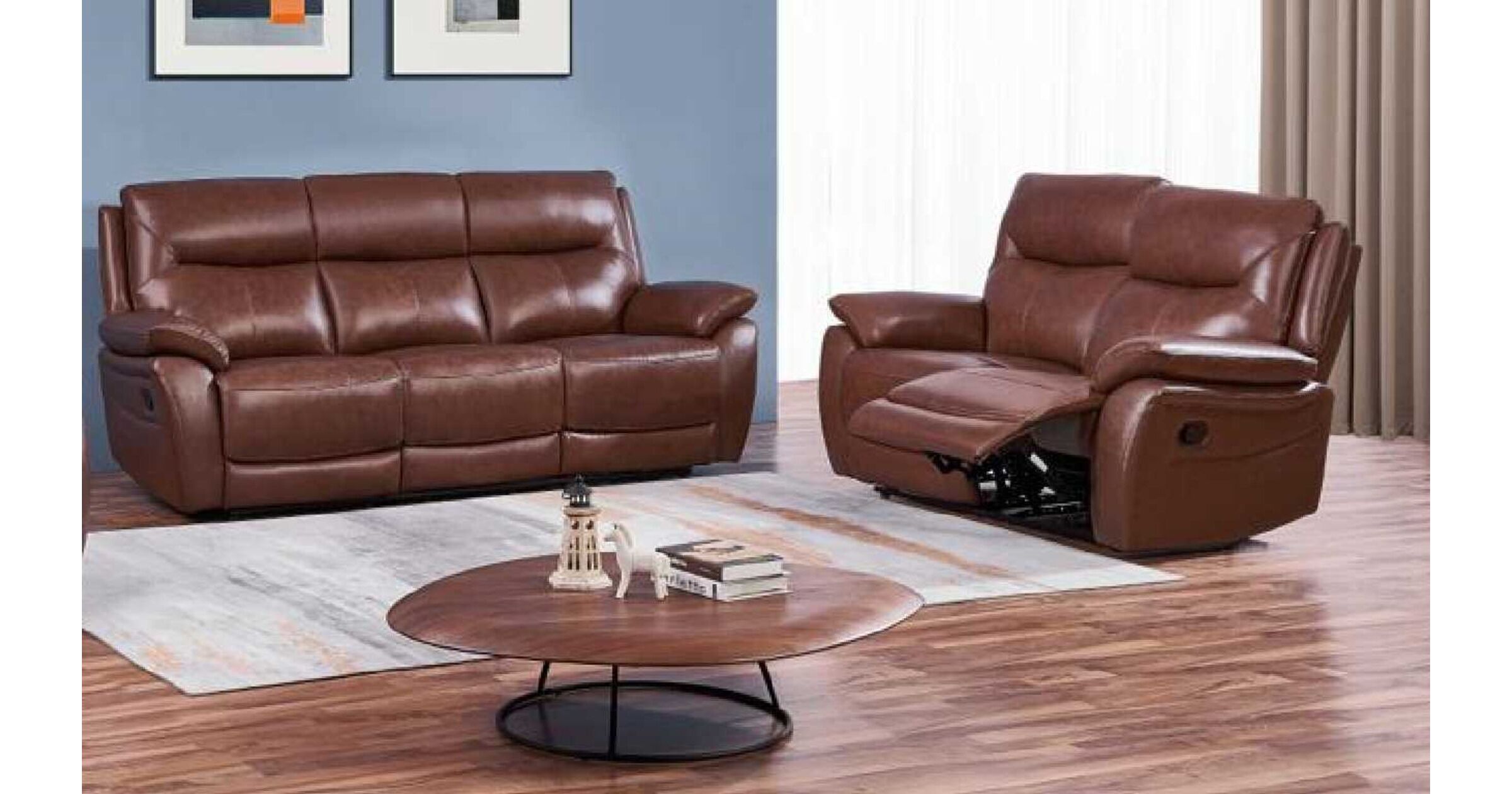 Manhattan 3+2 Reclining Sofa Suite Italian Tan Leather Designer Sofas4u