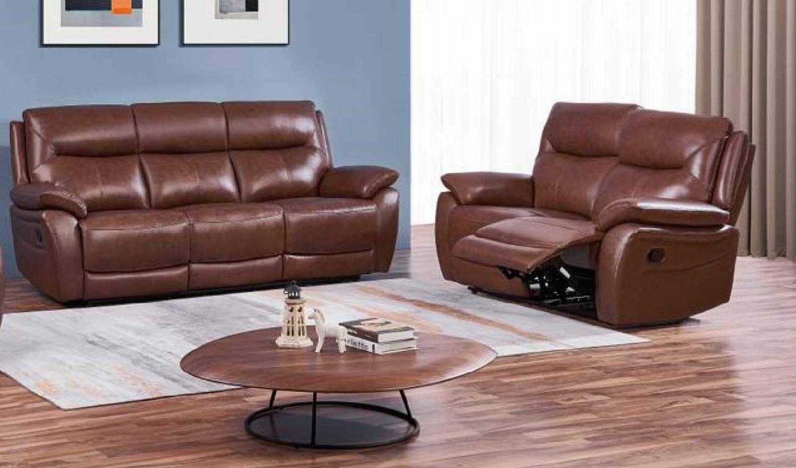 Product photograph of Manhattan 3 2 Reclining Sofa Suite Italian Tan Leather from Designer Sofas 4U