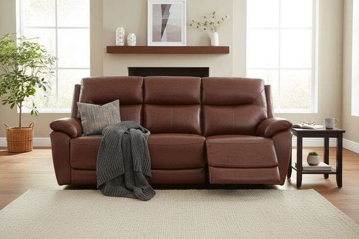 Manhattan 3 Seater Reclining Sofa Italian Tan Leather