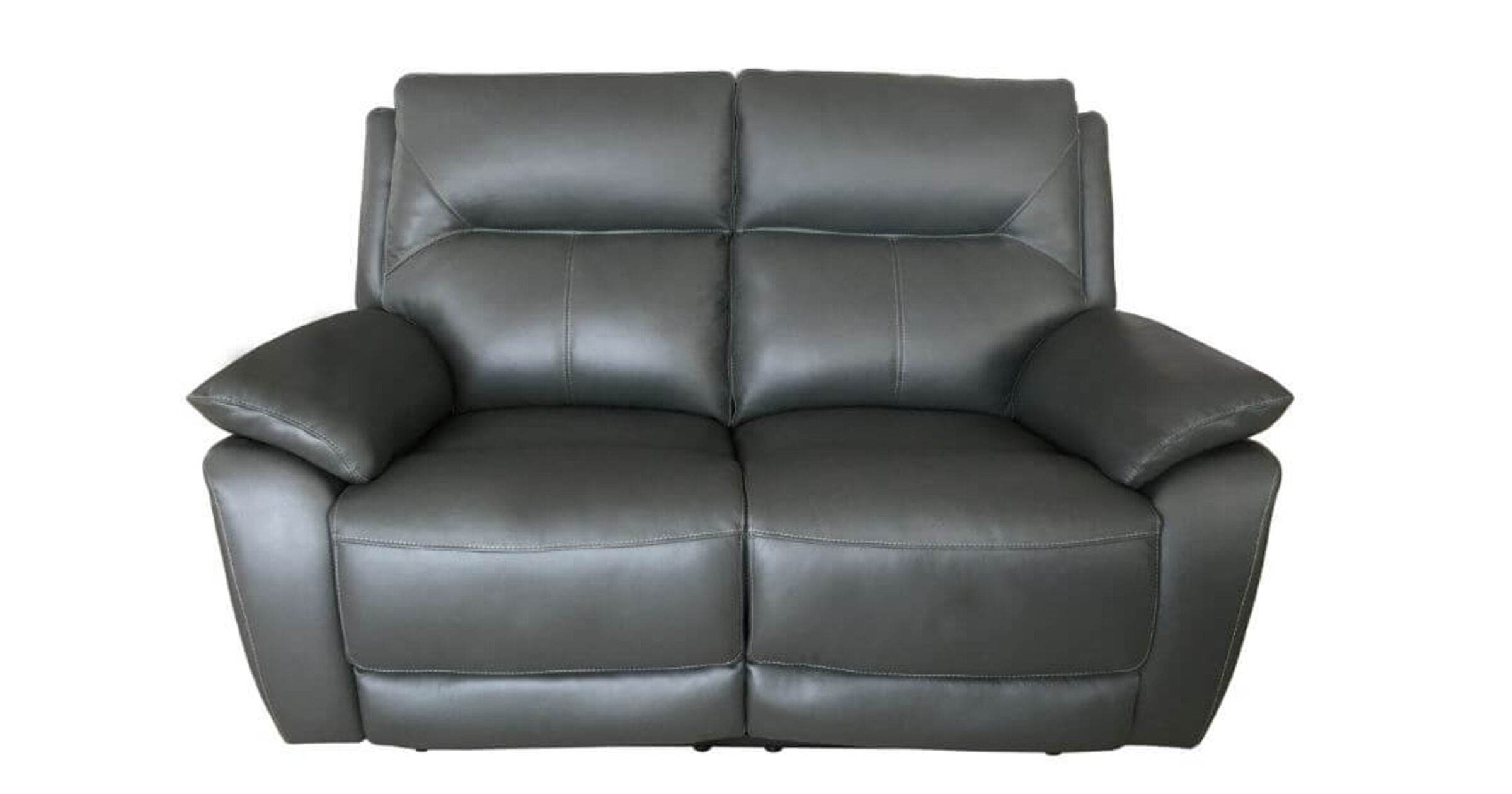 Manhattan 2 Seater Reclining Sofa Italian Grey Leather Designer Sofas4u