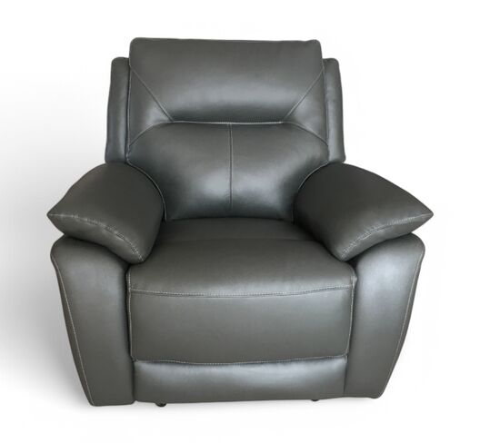 Manhattan Reclining Armchair Italian Grey Leather