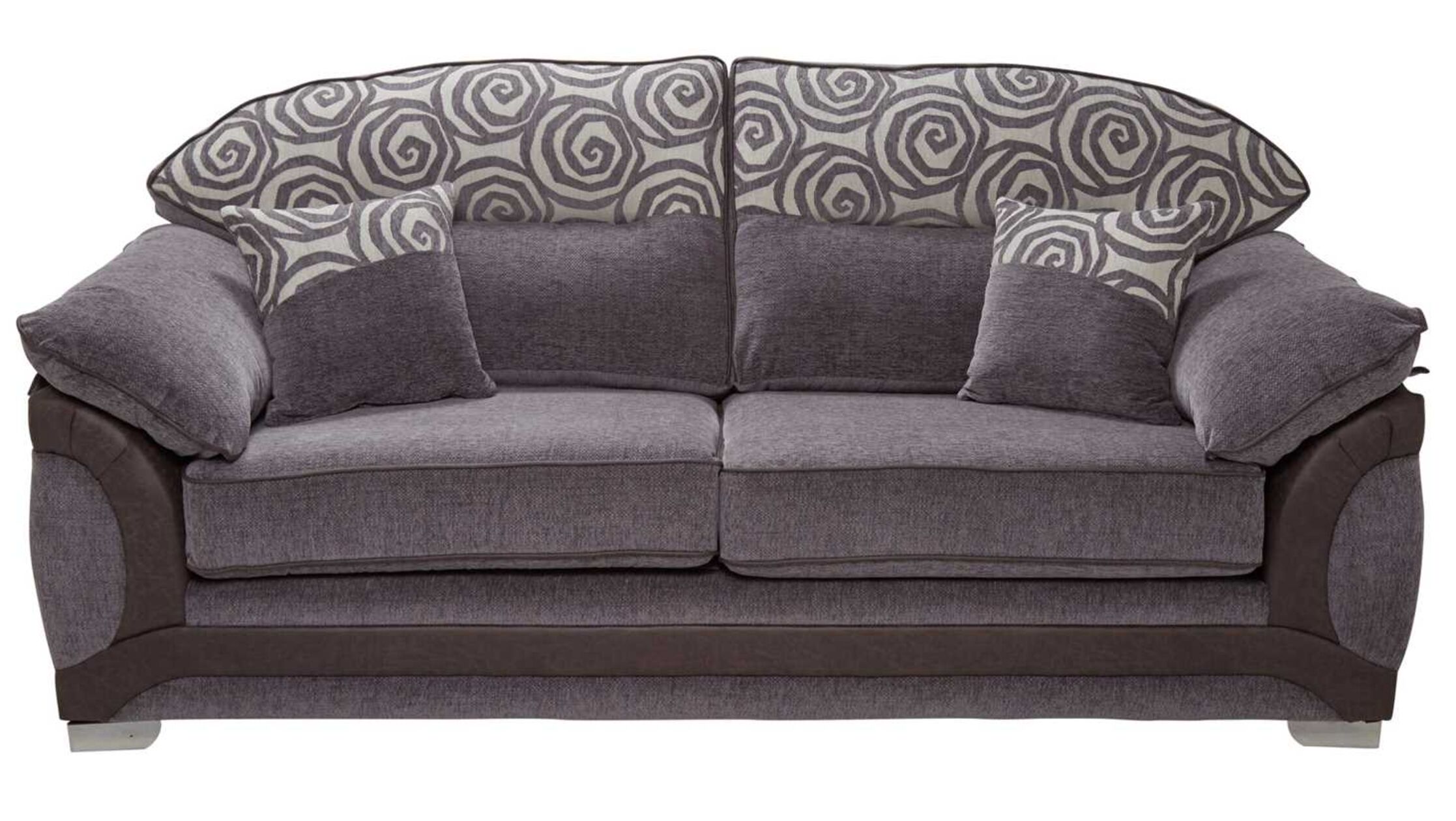 Margaret 3 Seater Fabric Sofa Settee In Orlando Grey Designer Sofas4u