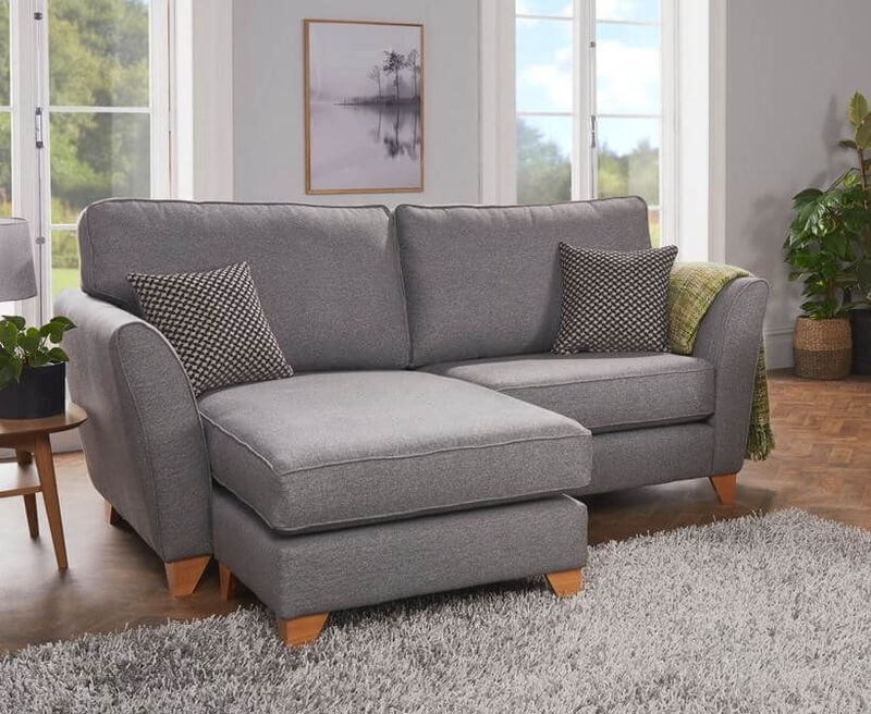Product photograph of Mary Fabric 3 Seater Lounger Sofa In Tweed Grey from Designer Sofas 4U