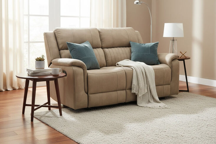 Milan 2 Seater Reclining Sofa Bark Fabric