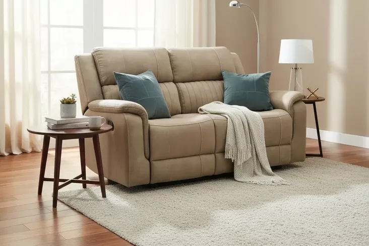 Milan 2 Seater Reclining Sofa Bark Fabric