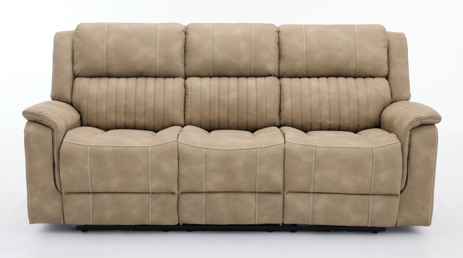 Milan 3 Seater Reclining Cinema Console Sofa Bark Fabric