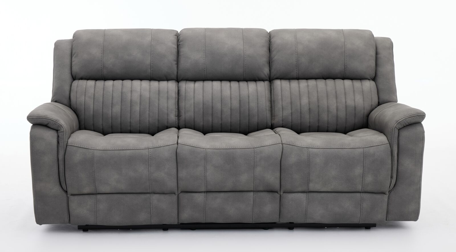 Milan 3 Seater Reclining Cinema Console Sofa Grey Fabric