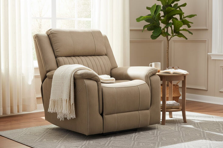 Milan Reclining Armchair Bark Fabric
