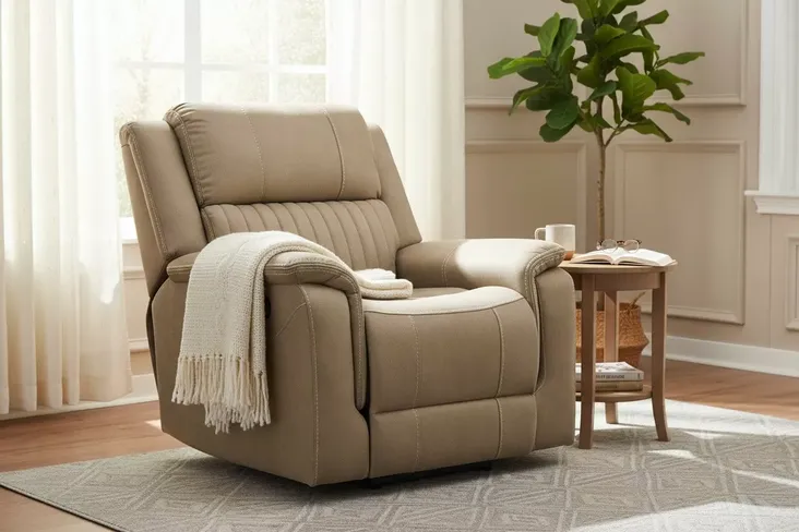 Milan Reclining Armchair Bark Fabric