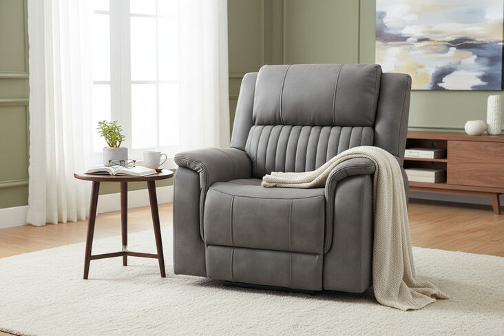 Milan Reclining Armchair Grey Fabric