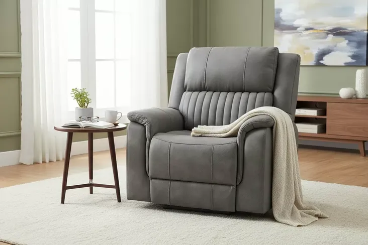 Milan Reclining Armchair Grey Fabric