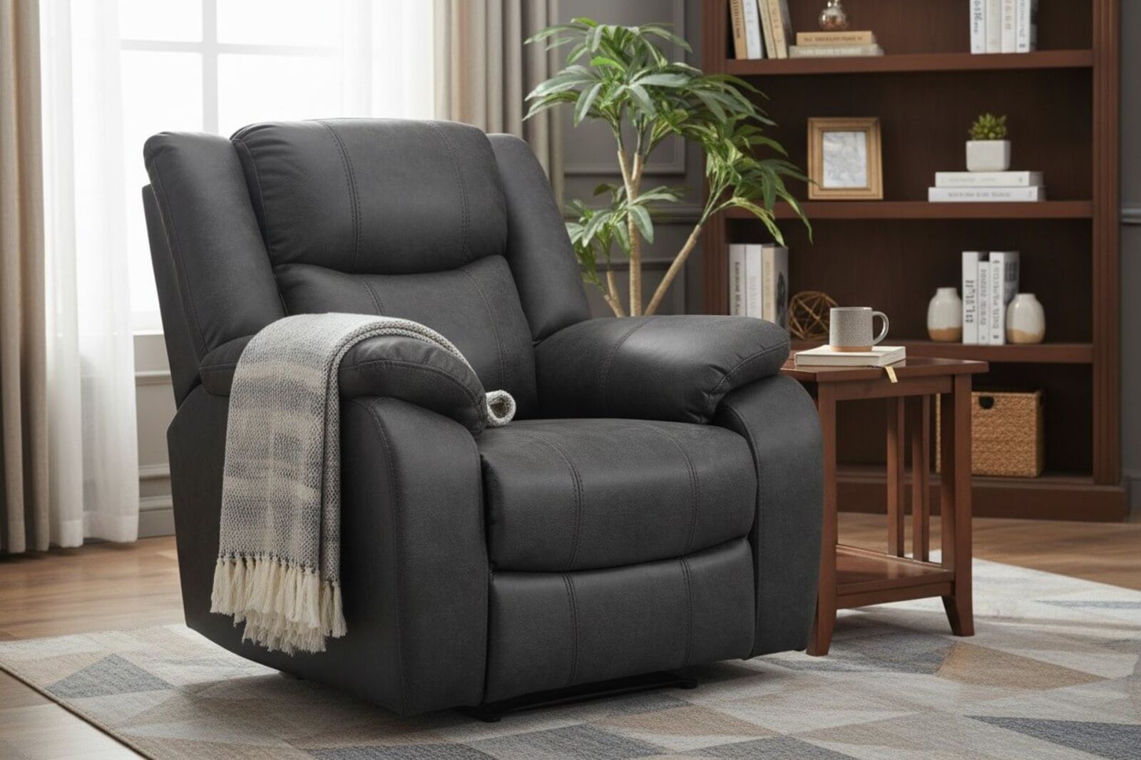 Monte Reclining Cinema Armchair Grey Fabric