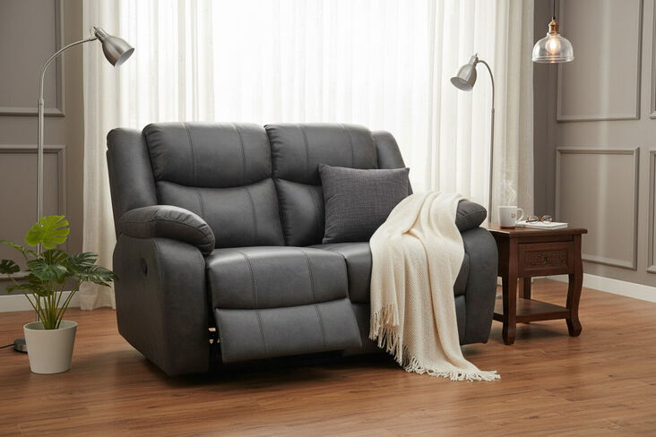 Monte 2 Seater Reclining Cinema Sofa Grey Fabric