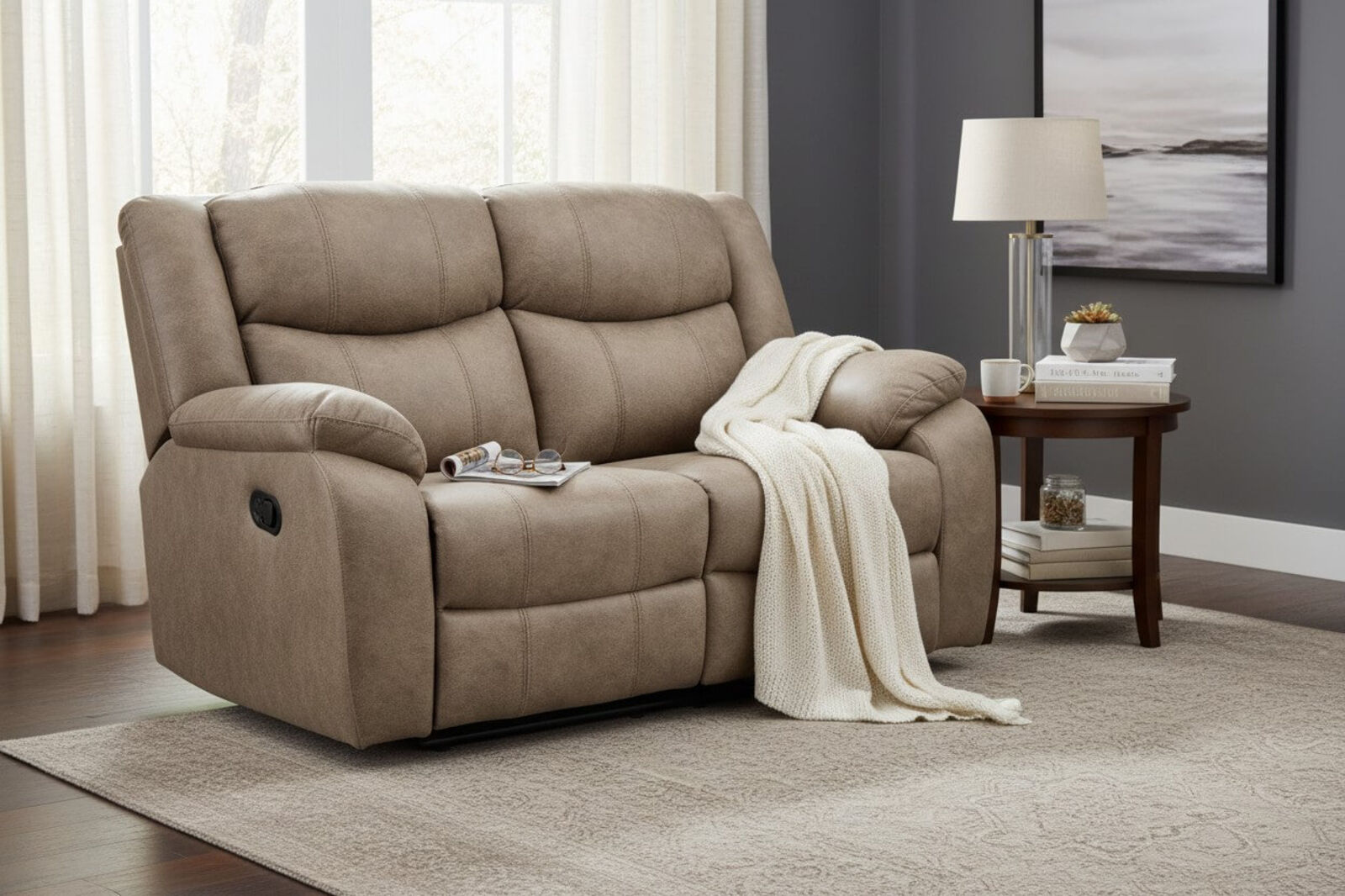 Monte 2 Seater Reclining Cinema Sofa Mink Fabric