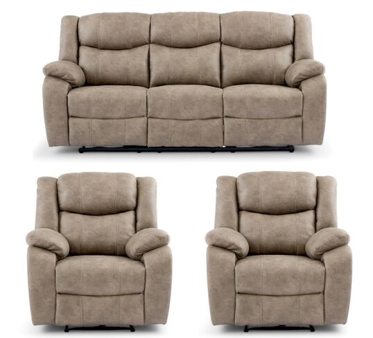 Monte 3+1+1 Seater Reclining Cinema Console Sofa Suite Mink Fabric