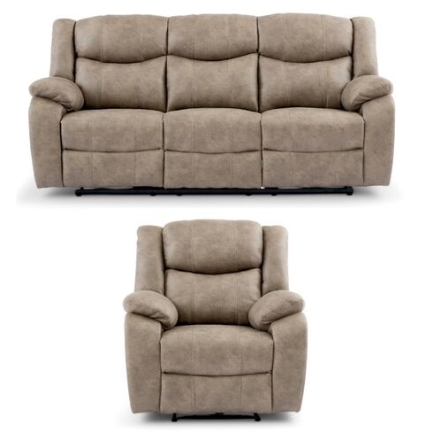 Monte 3+1 Seater Reclining Cinema Console Sofa Suite Mink Fabric