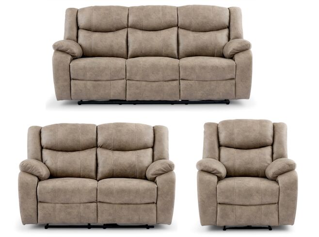 Monte 3+2+1 Seater Reclining Cinema Console Sofa Suite Mink Fabric