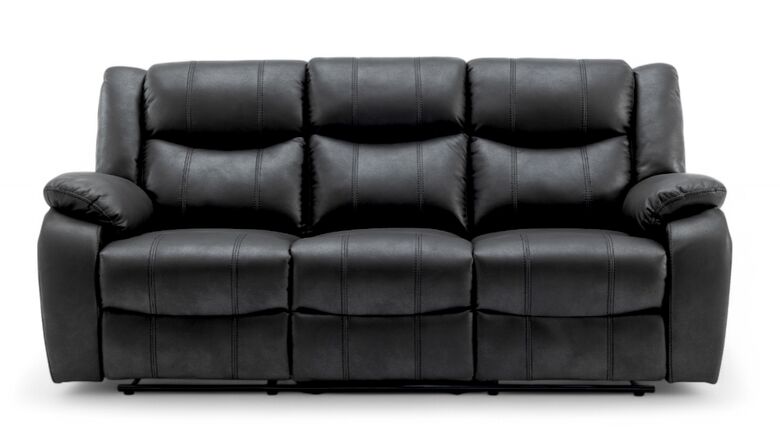 Monte 3 Seater Reclining Cinema Console Sofa Black Fabric