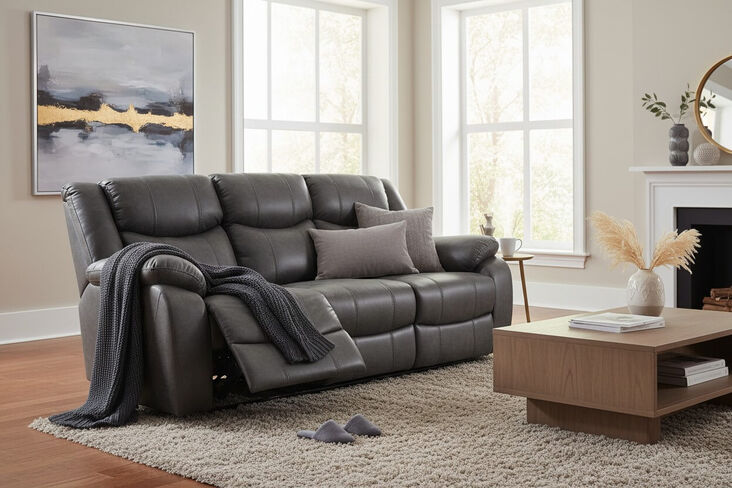 Monte 3 Seater Reclining Cinema Console Sofa Grey Fabric