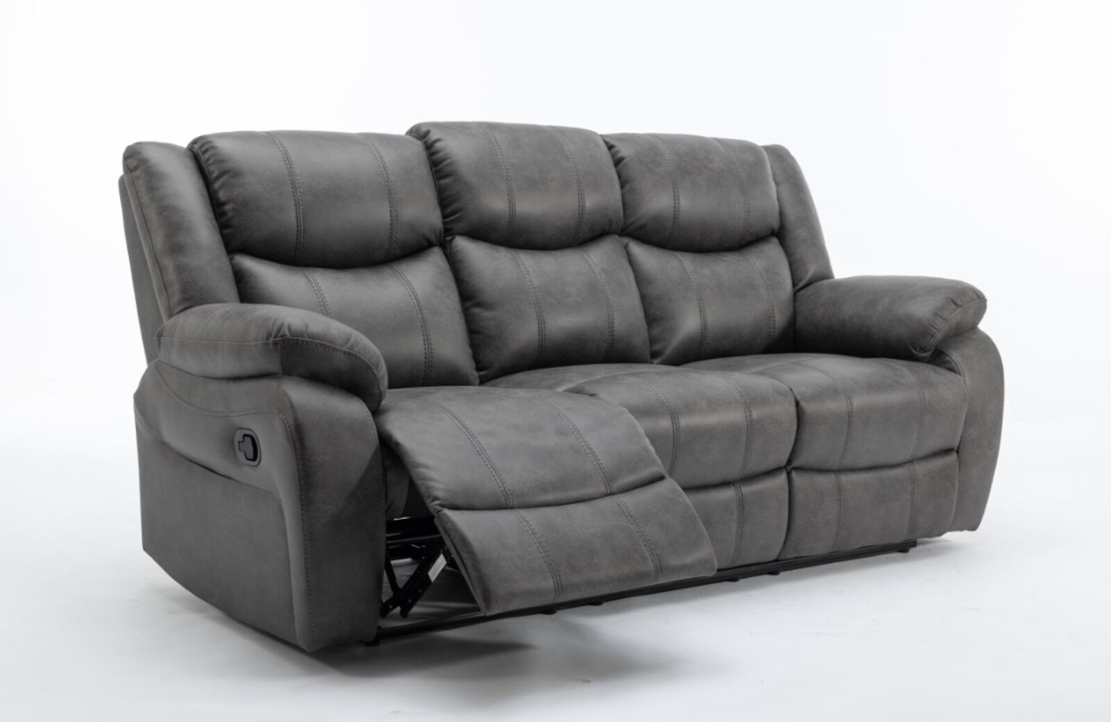 Product photograph of Monte 3 Seater Reclining Cinema Console Sofa Grey Fabric from Designer Sofas 4U