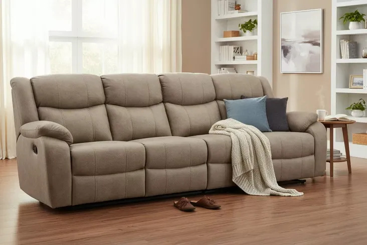 Monte 4 Seater Reclining Cinema Sofa Mink Fabric