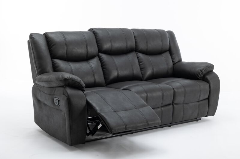 Product photograph of Monte 3 Seater Reclining Cinema Console Sofa Black Fabric from Designer Sofas 4U