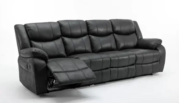 Monte Reclining 4 Seater Sofa Black