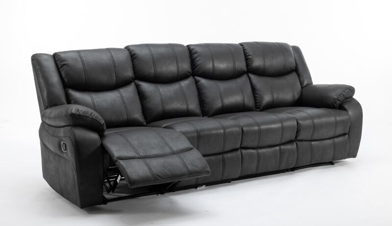 Product photograph of Monte 4 Seater Reclining Cinema Console Sofa Black Fabric from Designer Sofas 4U