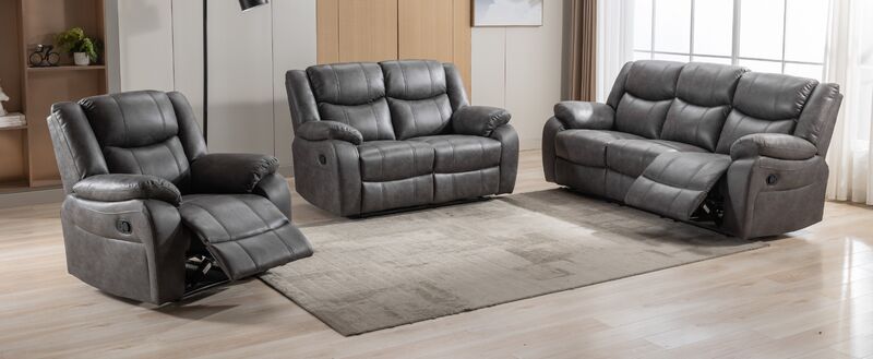 Product photograph of Monte 3 2 1 Seater Reclining Cinema Console Sofa Suite Grey Fabric from Designer Sofas 4U