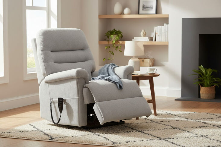 Morris Rise And Recline Mobility Armchair Grey Fabric