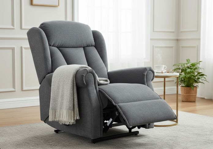 Olivia Rise And Recline Mobility Armchair Slate Grey Fabric