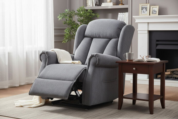 Olivia Rise And Recline Mobility Armchair Slate Grey Fabric