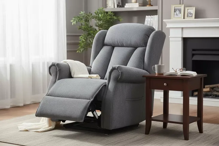 Olivia Rise And Recline Mobility Armchair Slate Grey Fabric