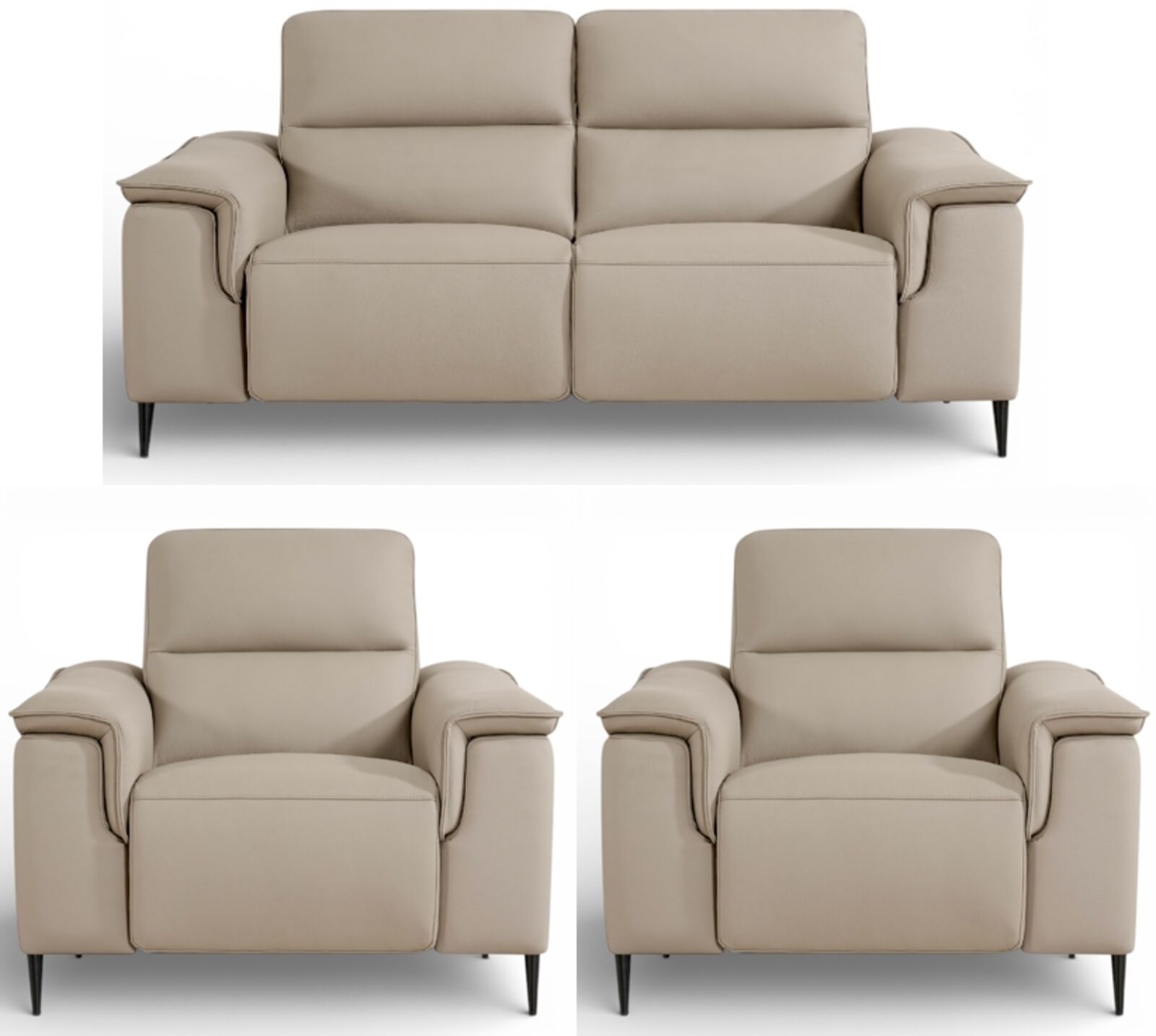 Porto 2+1+1 Seater Reclining Sofa Suite Truffle Leather