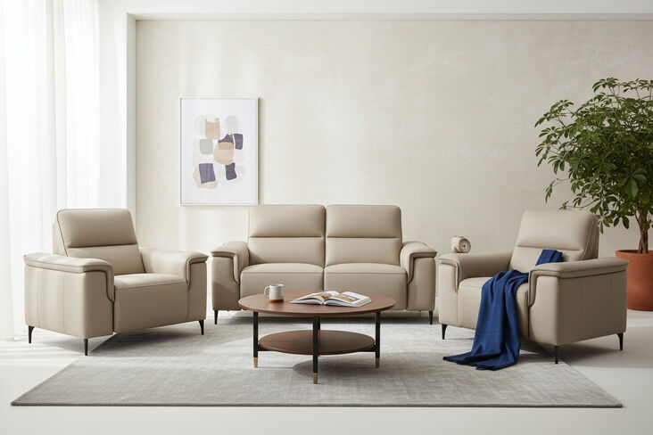 Porto 2+1+1 Seater Reclining Sofa Suite Truffle Leather