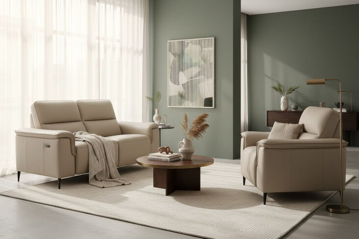Porto 2+1 Seater Reclining Sofa Suite Truffle Leather