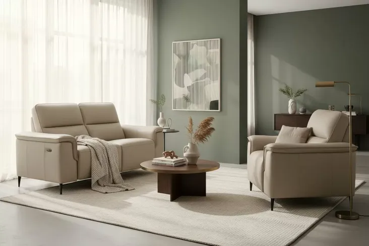 Porto 2+1 Seater Reclining Sofa Suite Truffle Leather