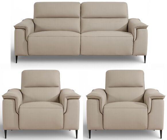Porto 3+1+1 Seater Reclining Sofa Suite Truffle Leather