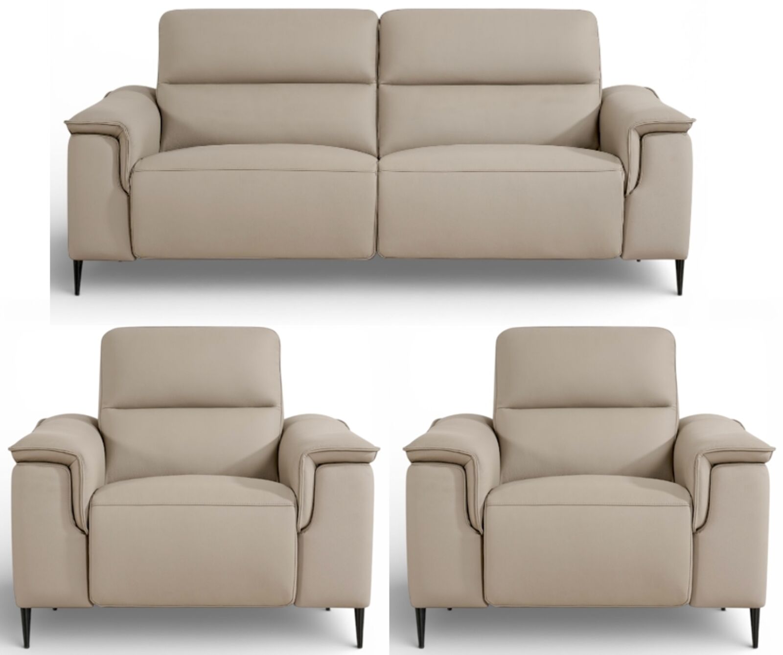 Porto 3+1+1 Seater Reclining Sofa Suite Truffle Leather