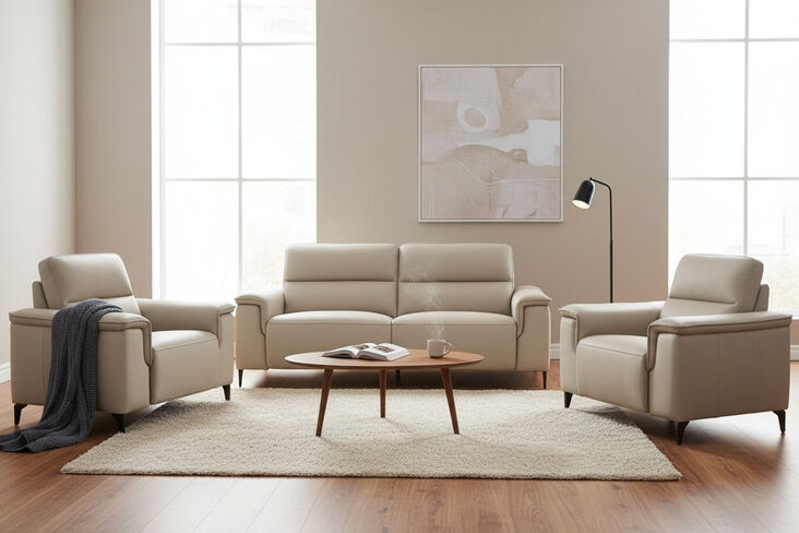 Porto 3+1+1 Seater Reclining Sofa Suite Truffle Leather