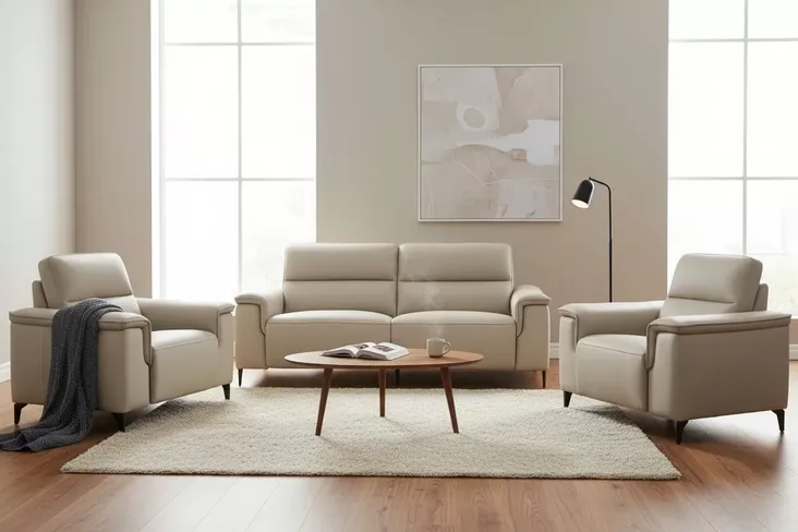 Porto 3+1+1 Seater Reclining Sofa Suite Truffle Leather