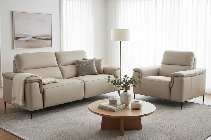 Porto 3+1 Seater Reclining Sofa Suite Truffle Leather