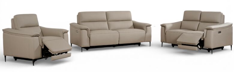 Porto 3+2+1 Seater Reclining Sofa Suite Truffle Leather