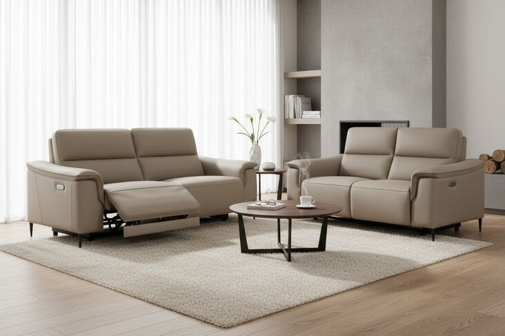 Porto 3+2 Seater Reclining Sofa Suite Truffle Leather