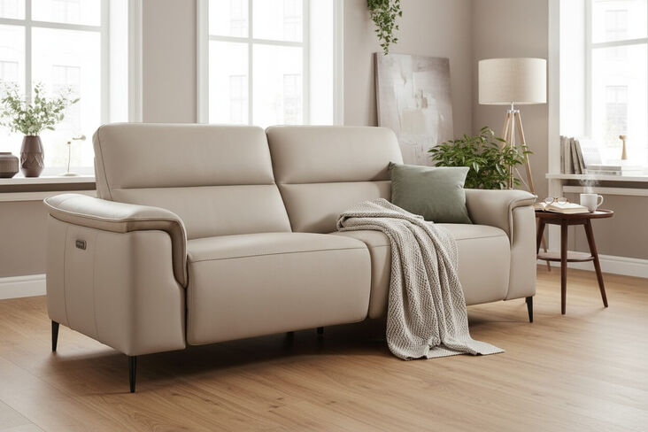 Porto 3 Seater Reclining Sofa Truffle Leather