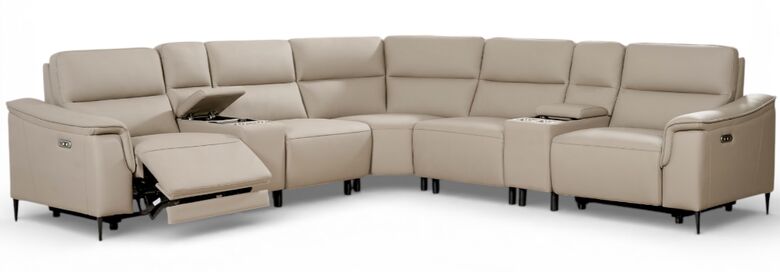 Porto Corner Cinema 2+C+2 Console Reclining Sofa Truffle Leather