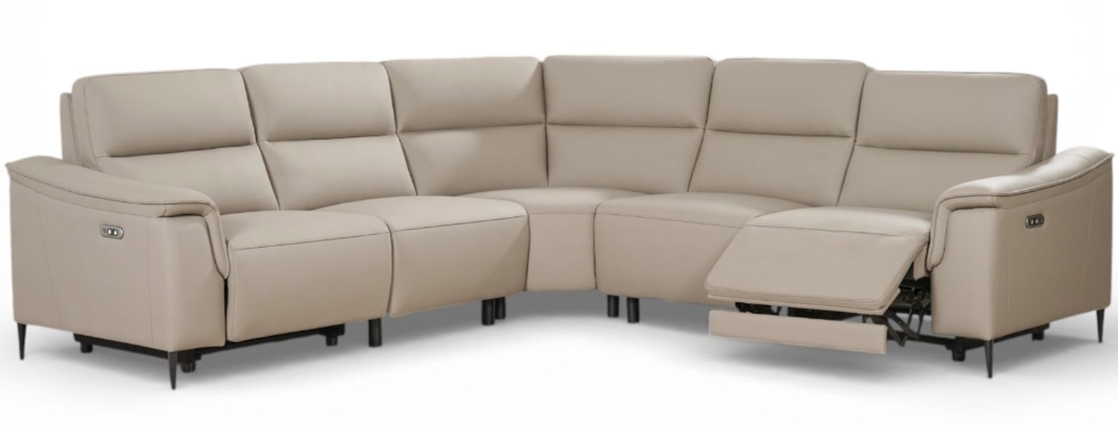 Porto Corner Reclining Sofa Truffle Leather 2+C+2